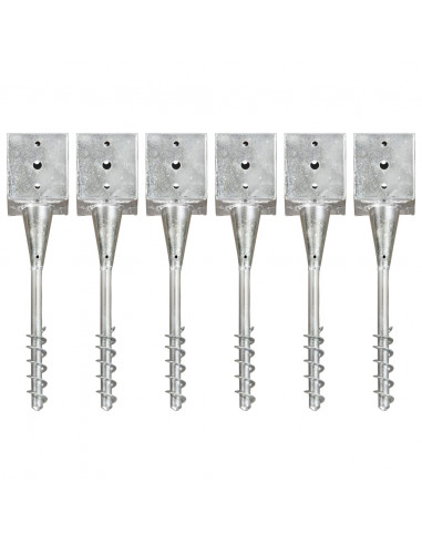 Picchetti di Terra 6 pz Argento 12x12x56 cm in Acciaio Zincato