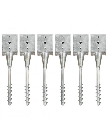 Picchetti di Terra 6 pz Argento 12x12x56 cm in Acciaio Zincato