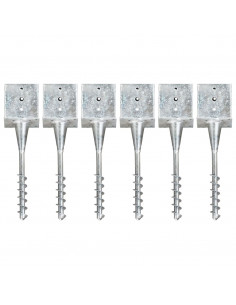 Picchetti di Terra 6 pz Argento 14x14x58 cm in Acciaio Zincato 2