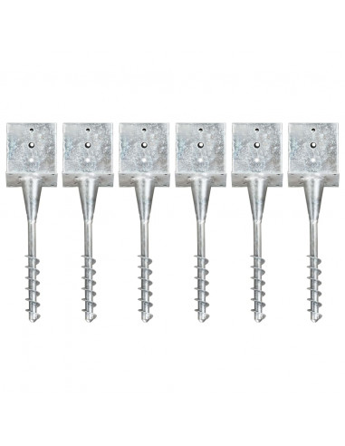 Picchetti di Terra 6 pz Argento 14x14x58 cm in Acciaio Zincato