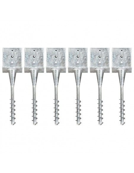 Picchetti di Terra 6 pz Argento 14x14x58 cm in Acciaio Zincato