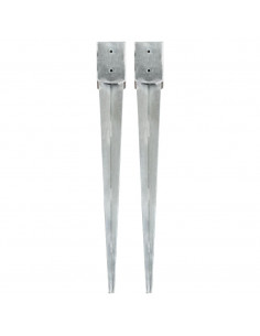 Picchetti di Terra 2 pz Argento 10x10x91 cm in Acciaio Zincato 2