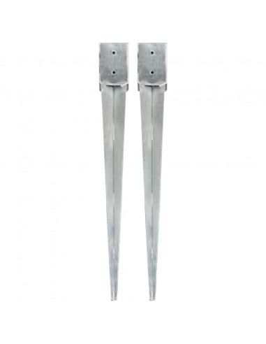 Picchetti di Terra 2 pz Argento 10x10x91 cm in Acciaio Zincato