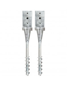 Picchetti di Terra 2 pz Argento 8x8x57 cm in Acciaio Zincato 2