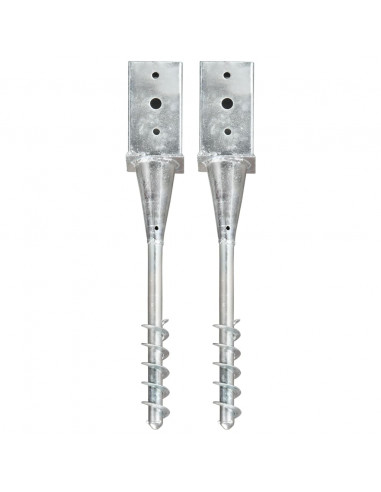 Picchetti di Terra 2 pz Argento 8x8x57 cm in Acciaio Zincato