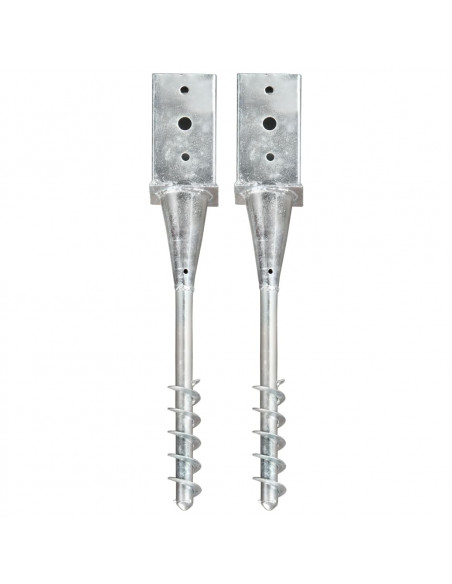 Picchetti di Terra 2 pz Argento 8x8x57 cm in Acciaio Zincato