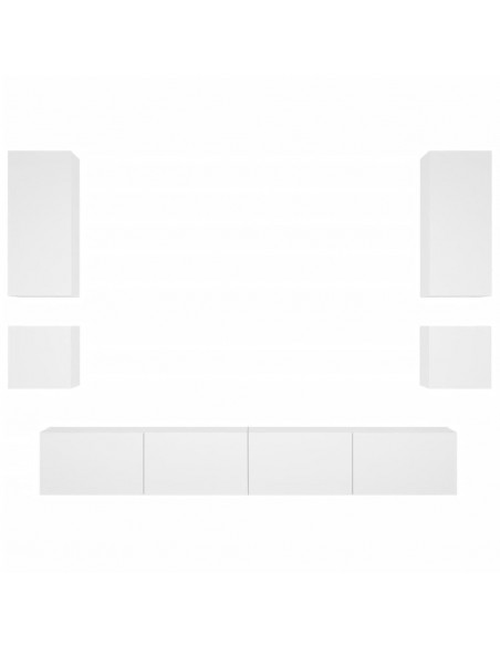 Mobili TV a Muro 6pz con Luci LED Bianchi