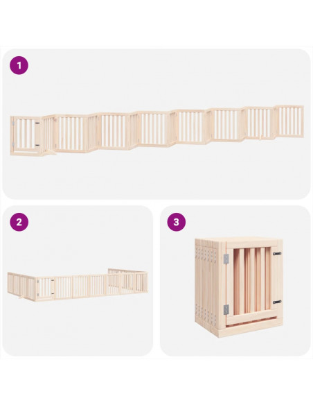 Cancello per Cani Porta Pieghevole 15 Pannelli 750 cm in Pioppo