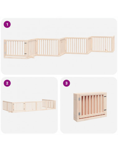 Cancello per Cani Porta Pieghevole 8 Pannelli 640 cm in Pioppo