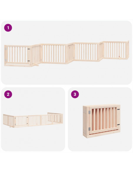 Cancello per Cani Porta Pieghevole 8 Pannelli 640 cm in Pioppo