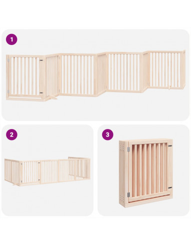 Cancello per Cani Porta Pieghevole 8 Pannelli 640 cm in Pioppo