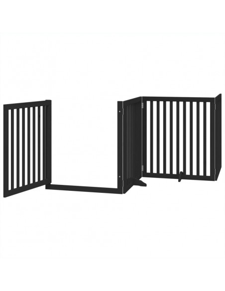 Cancello per Cani Porta Pieghevole Nero 6 Pannelli 480cm Pioppo