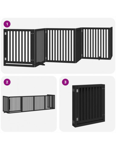 Cancello per Cani Porta Pieghevole Nero 6 Pannelli 480cm Pioppo
