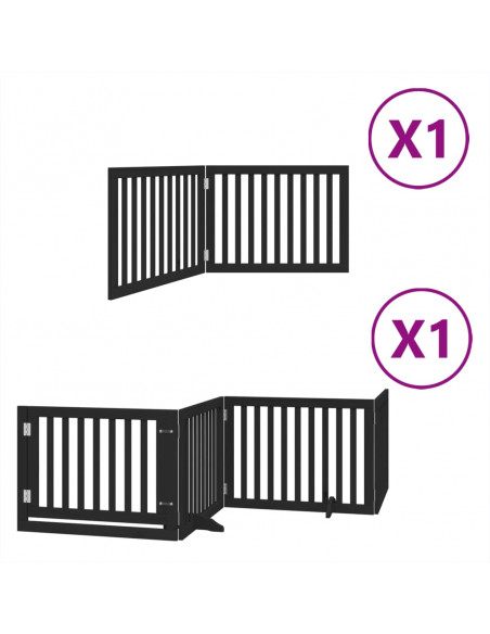 Cancello per Cani Porta Pieghevole Nero 6 Pannelli 480cm Pioppo
