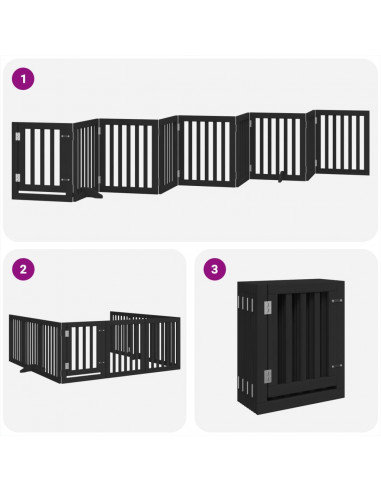 Cancello per Cani Porta Pieghevole Nero 9 Pannelli 450cm Pioppo