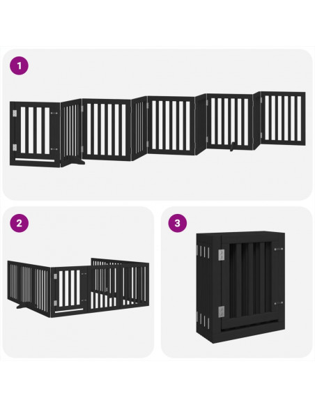 Cancello per Cani Porta Pieghevole Nero 9 Pannelli 450cm Pioppo