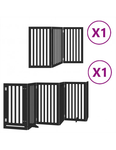 Cancello per Cani Porta Pieghevole Nero 9 Pannelli 450cm Pioppo