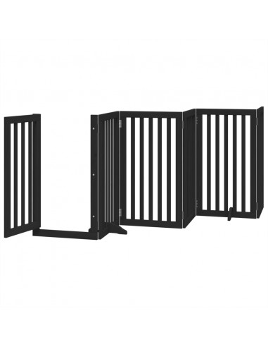 Cancello per Cani Porta Pieghevole Nero 9 Pannelli 450cm Pioppo