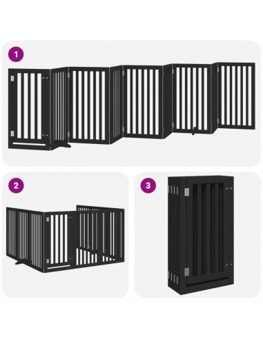 Cancello per Cani Porta Pieghevole Nero 9 Pannelli 450cm Pioppo