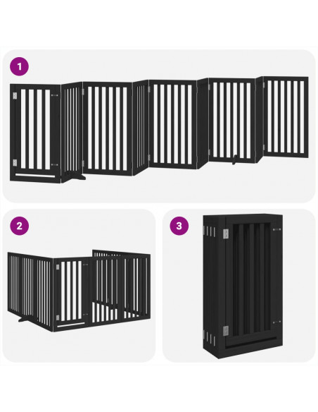 Cancello per Cani Porta Pieghevole Nero 9 Pannelli 450cm Pioppo