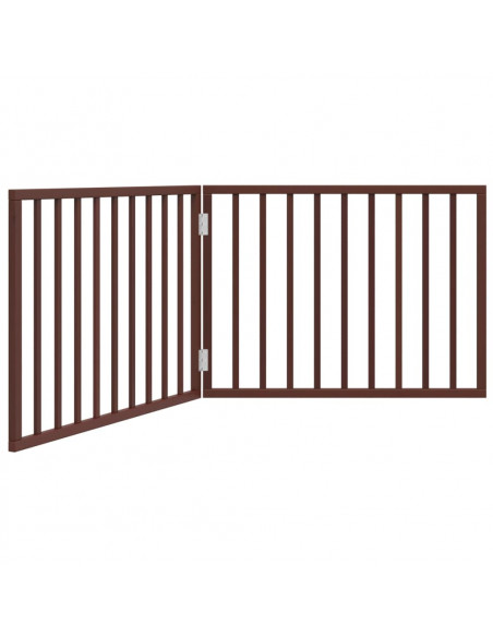 Cancello Cani Pieghevole 2 Pannelli Marrone 160cm Legno Pioppo