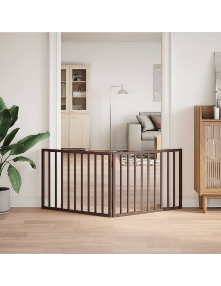 Cancello Cani Pieghevole 2 Pannelli Marrone 160cm Legno Pioppo