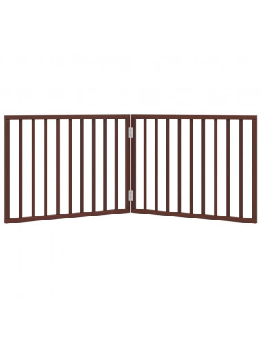 Cancello Cani Pieghevole 2 Pannelli Marrone 160cm Legno Pioppo