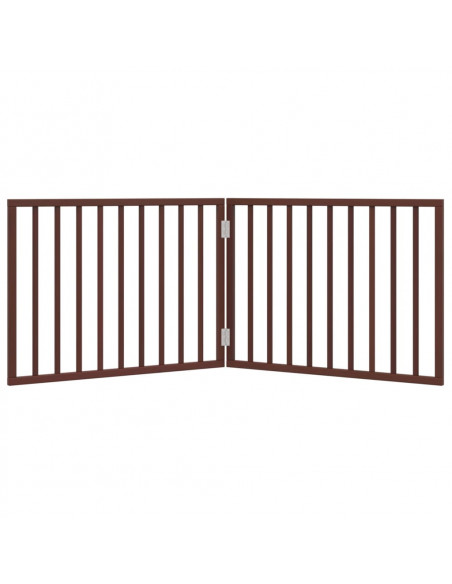 Cancello Cani Pieghevole 2 Pannelli Marrone 160cm Legno Pioppo