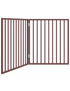 Cancello Cani Pieghevole 2 Pannelli Marrone 160cm Legno Pioppo 2