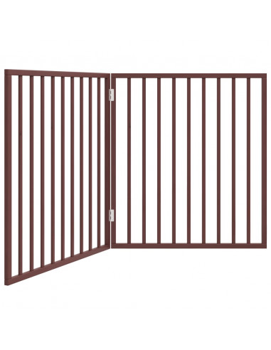 Cancello Cani Pieghevole 2 Pannelli Marrone 160cm Legno Pioppo