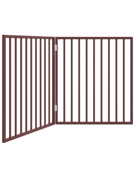 Cancello Cani Pieghevole 2 Pannelli Marrone 160cm Legno Pioppo