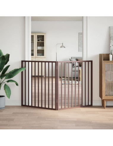 Cancello Cani Pieghevole 2 Pannelli Marrone 160cm Legno Pioppo
