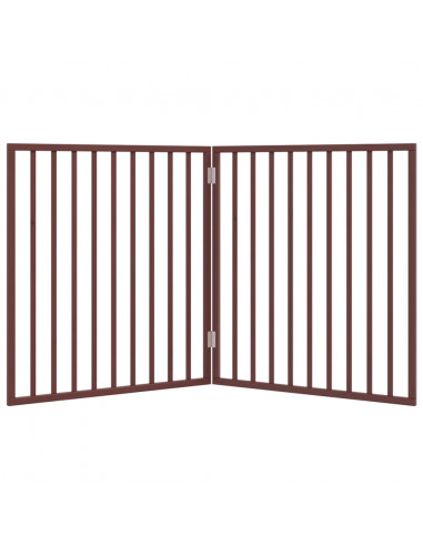 Cancello Cani Pieghevole 2 Pannelli Marrone 160cm Legno Pioppo