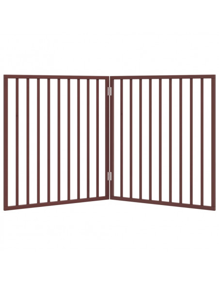 Cancello Cani Pieghevole 2 Pannelli Marrone 160cm Legno Pioppo