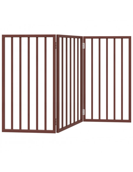 Cancello Cani Pieghevole 3 Pannelli Marrone 150cm Legno Pioppo