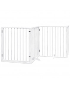 Cancello Cani Porta Pieghevole Bianco 4 Pannelli 320 cm Pioppo 2