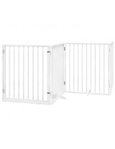Cancello Cani Porta Pieghevole Bianco 4 Pannelli 320 cm Pioppo