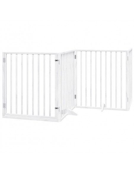 Cancello Cani Porta Pieghevole Bianco 4 Pannelli 320 cm Pioppo