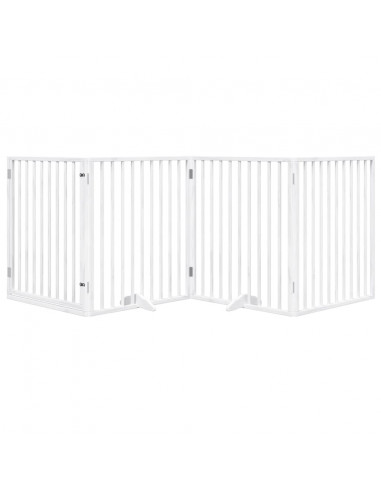 Cancello Cani Porta Pieghevole Bianco 4 Pannelli 320 cm Pioppo
