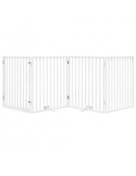 Cancello Cani Porta Pieghevole Bianco 4 Pannelli 320 cm Pioppo