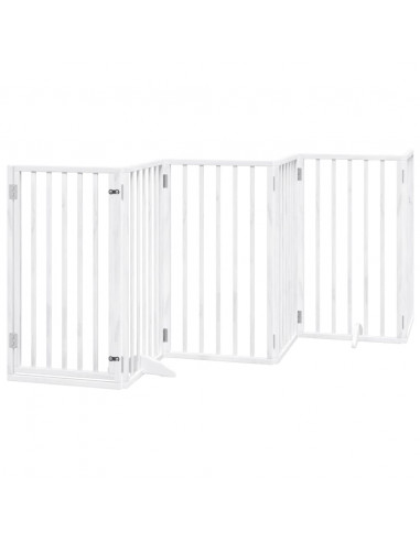Cancello Cani Porta Pieghevole Bianco 6 Pannelli 300 cm Pioppo