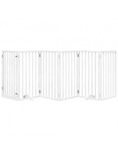 Cancello Cani Porta Pieghevole Bianco 6 Pannelli 300 cm Pioppo