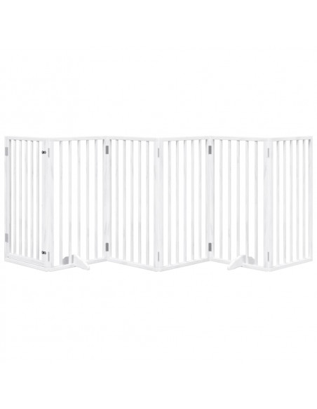Cancello Cani Porta Pieghevole Bianco 6 Pannelli 300 cm Pioppo