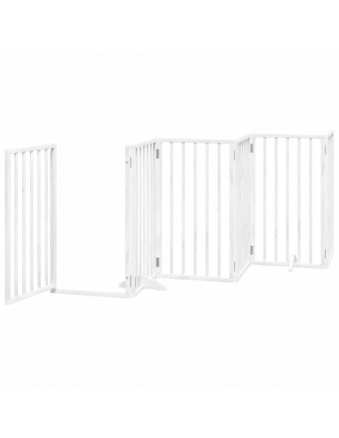 Cancello Cani Porta Pieghevole Bianco 6 Pannelli 300 cm Pioppo
