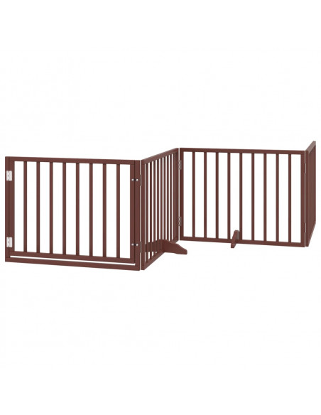 Cancello Cani Porta Pieghevole Marrone 4 Pannelli 320cm Pioppo
