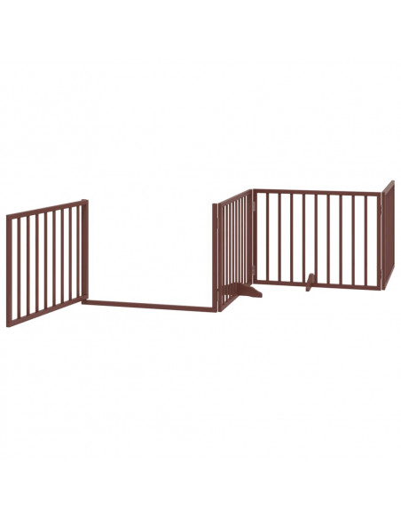 Cancello Cani Porta Pieghevole Marrone 4 Pannelli 320cm Pioppo