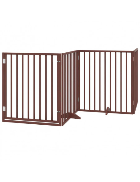 Cancello Cani Porta Pieghevole Marrone 4 Pannelli 320cm Pioppo
