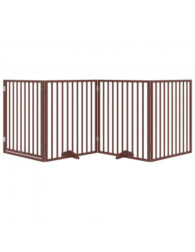 Cancello Cani Porta Pieghevole Marrone 4 Pannelli 320cm Pioppo