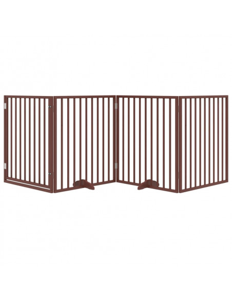 Cancello Cani Porta Pieghevole Marrone 4 Pannelli 320cm Pioppo