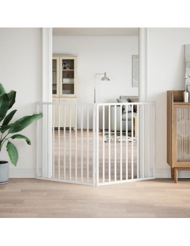 Cancello per Cani Pieghevole 2 Pannelli Bianco 160 cm Pioppo